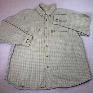 Woolrich Button Down Shirt Mens XL Green Plaid Excellent 6064 Light Loden Cotton